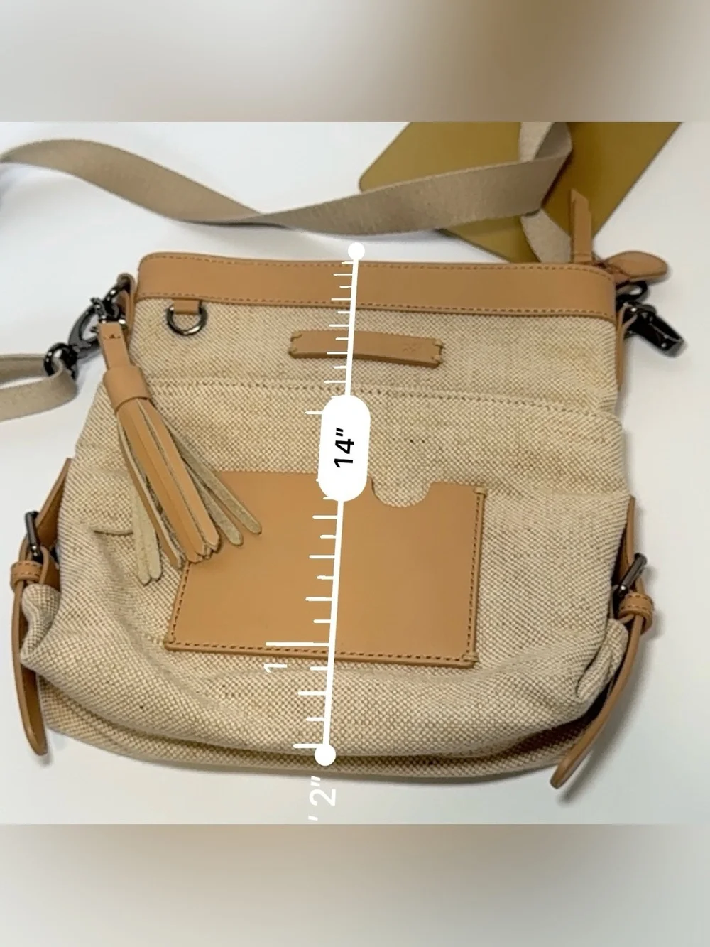 Sherpani Luna Cotton Canvas Crossbody Bag Tan Cream Boho
